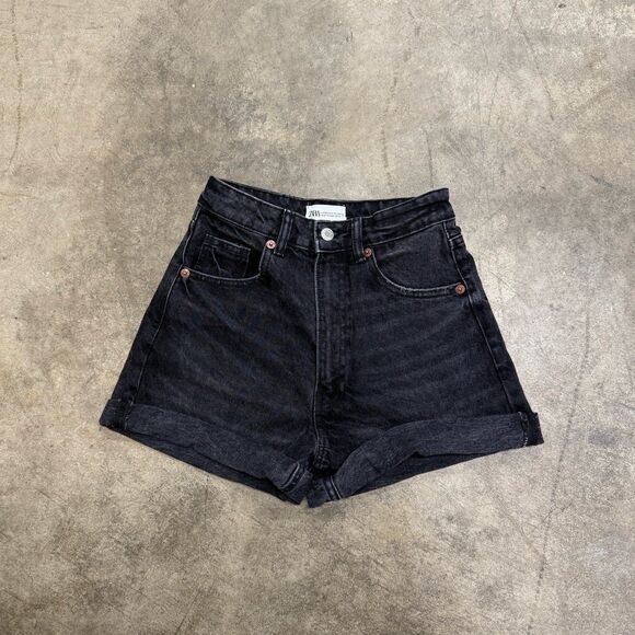 Zara faded vintage style black jean denim shorts - Picture 1 of 4